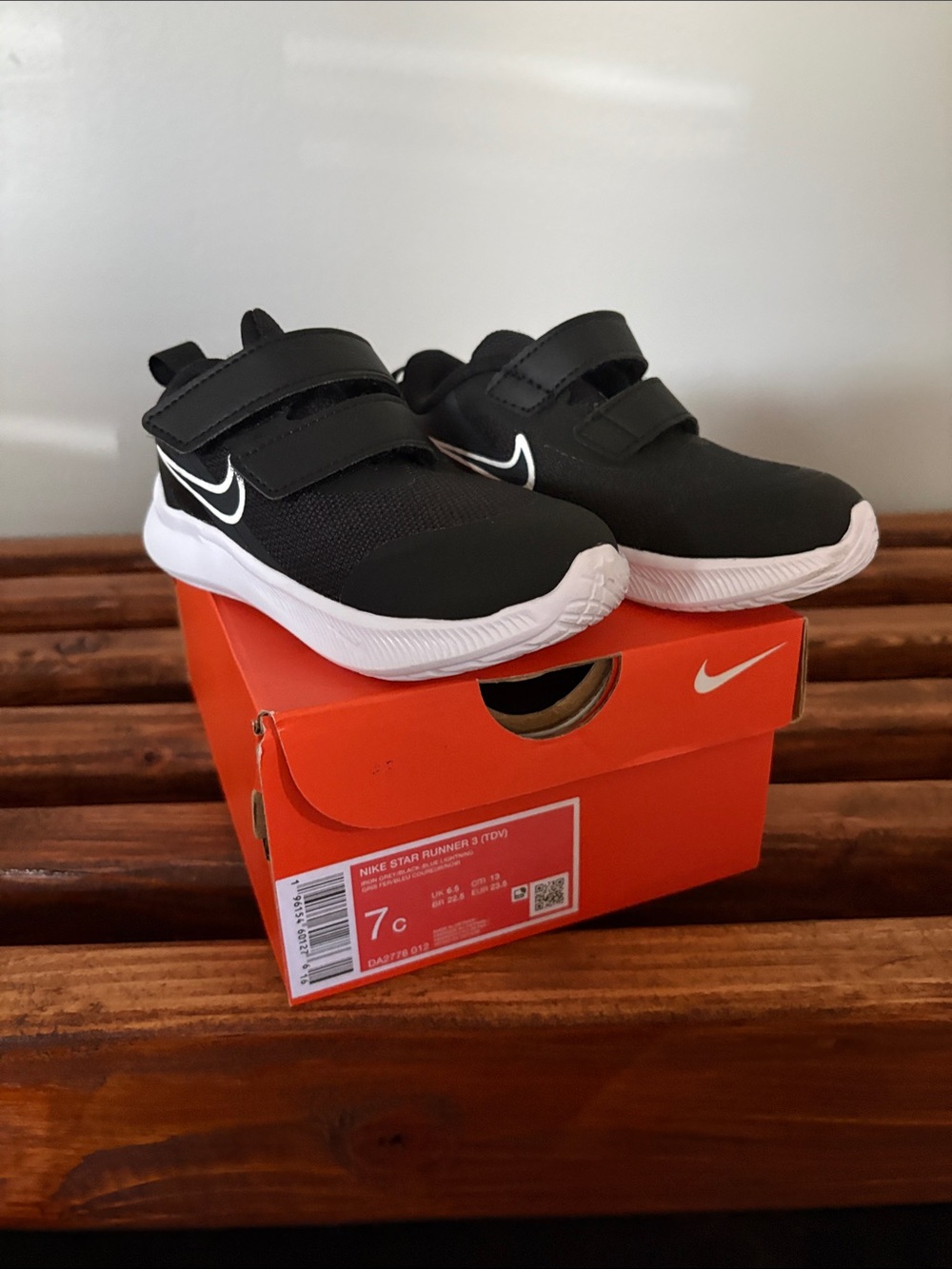 Nike Kids Black and White Velcro Athletic Sneakers